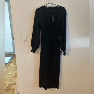 Lulus Black Long Sleeve Cut Out Back Dress